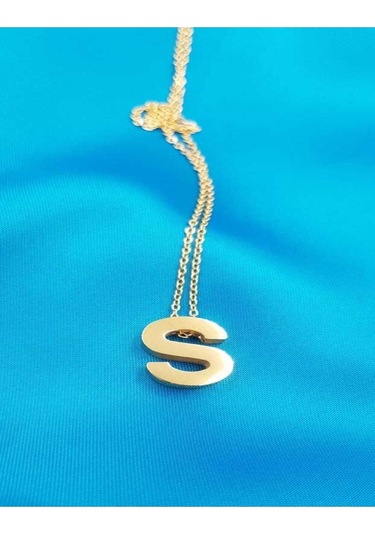 Vog Kişiye Özel Üç Boyutlu Çelik S Harf Sarı Renkdeniz Ve Havuz Suyuna Dayanıklı Paslanmaz Kolye Sarı