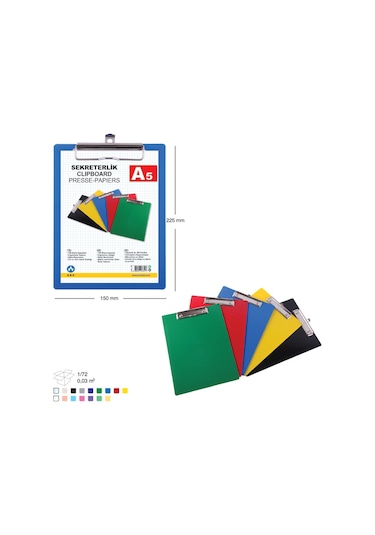 A5 Sekreterlik Kapaksız Clipboard Sert Plastik