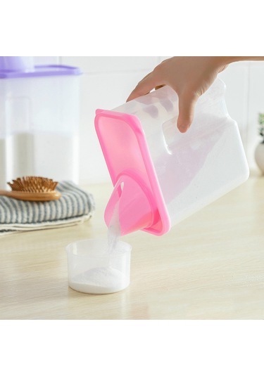 Sones 2l Ev Plastik Şeffaf Çamaşır Tozu Saklama Kutusu Saklama Kabı Yeşil