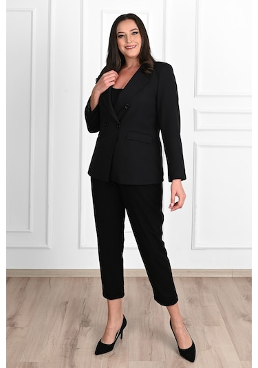 Kadın Astarlı Büyük Beden Blazer Ceket 0101-1 001
