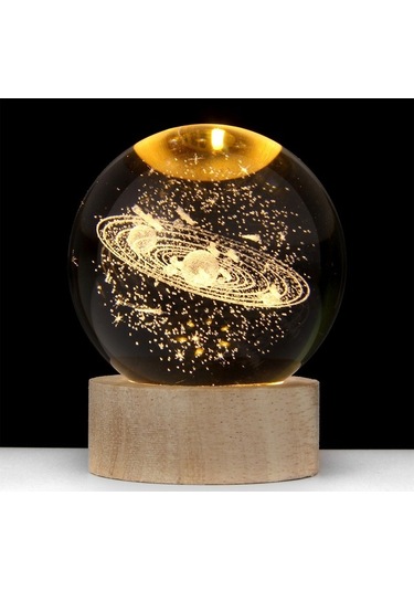 Novahub Sıcak Işık Ahşap Tabanlı 3d Kristal Küre Küçük Gece Lambası Masaüstü Dekorasyon Süsleri Tatil Usb Tak Ve Çalıştır, Küçük Led Gece Lambası Diğer