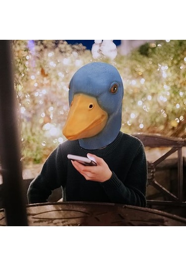 Ic Ördek Maskesi Tam Baş Cadılar Bayramı Kostüm Partisi Sevimli Hayvan Cosplay Lateks Aksesuarları Yetişkin