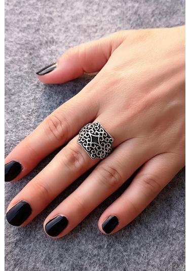 Motif Şekilli Kadın & Erkek Yüzük Gümüş Kaplama Ayarlanabilir El - 556943657 Çok Renkli