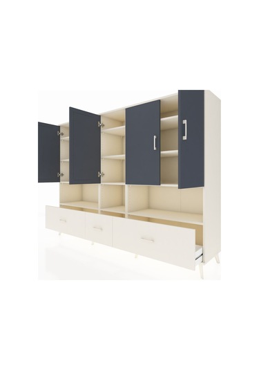 Hyperion Dolap 12 Raflı 3 Çekmeceli 5 Kapaklı 220x44x163 Aytaşı-a Aytaşı-antrasit/aytaşı