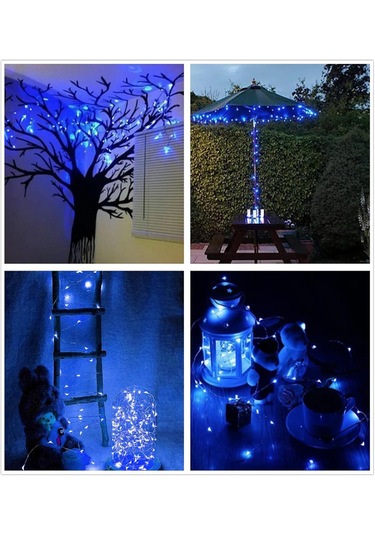 Ev Balkon Ve Parti İçin 10 Metre Pilli Mavi Renk Peri Led Yılbaşı Süsü Işık Mavi