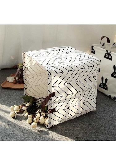 Novahub Geometri Ev Kumaşları Kirli Çamaşırlar & Eşya Saklama Sepeti, Pamuk Ve Keten, Modern Tasarım, 32x32x32cm Diğer