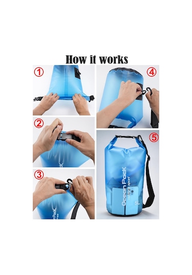 Springsun Mavi 5 Litre Su Geçirmez Torba - Telefon Kılıfı Ve Ayarlanabilir Askı İle - Su Sporları, Kamp Ve Yürüyüşler İçin Dayanıklı Taşıma Çantası