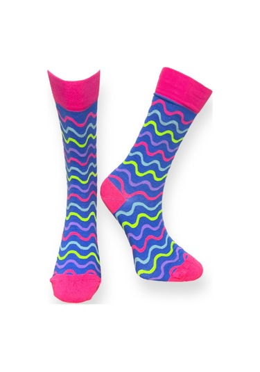 4'lü Unısex Elma, Karpuz Ve Dalga Tasarımlı Esnek Nem Alabilen Pamuklu Spor Soket Çoraplar Çok Renkli