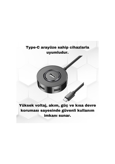 Coofbe Jasoz 1.5 Metre 4in1 Type-c To Usb Çoğaltıcı Hub Type-c To 4x Usb3.0 Mouse Yazıcı Klavye Okuyucu