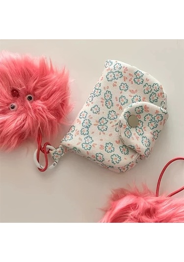 Elmpaly White Rabbit Papatya Baskılı Kartlık Asılı Aksesuarlı Mini Çanta