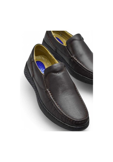 9575 Ortopedik Taban Siyah Hakiki Deri Erkek Ayakkabı Yazlık Mevsimlik Kahverengi