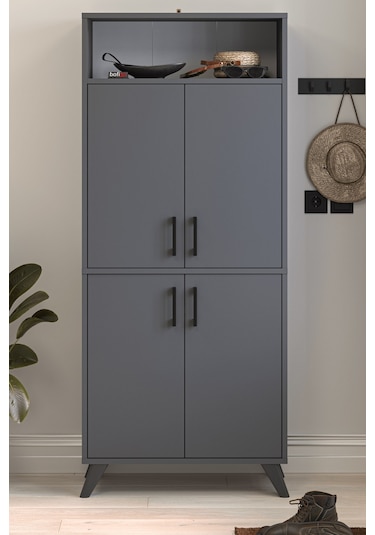 4 Kapaklı Ayakkabılık 9 Bölmeli Ayakkabılık Çok Amaçlı Dolap Beste Antrasit 4 Kapaklı Ayakkabılık 9 Bölmeli Ayakkabılık Çok Amaçlı Dolap Beste Antrasit