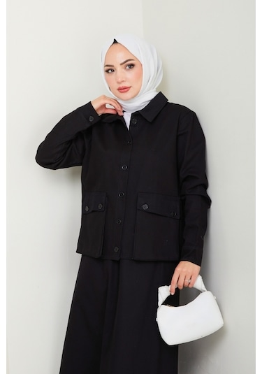 Körük Cepli Gömlek Etek İkili Takım 1551 - Siyah Siyah