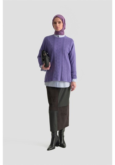 Armine Desenli Kazak 25kd7009 Lila Lila