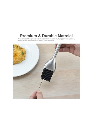 Fortunelane Large Ergonomic Stainless Steel Handle Silicone Bbq Brush - 230c Heat Resistant, Easy To Wash, For Spreading Sauce On