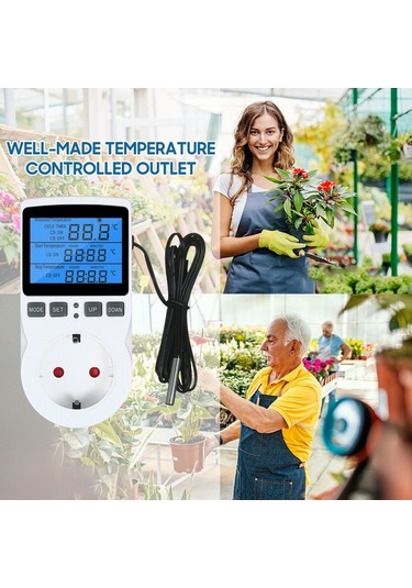 Besthome1 Priz Dijital Termostat Kontrol Cihazı, Lcd, Isıtma Soğutma Kontrol, Çıkış Fişi