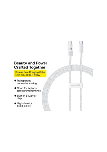 Baseus Cd Serisi Pd100w Usb-c / Type-c - Usb-c / Type-c Hızlı Şarj Veri Kablosu, Uzunluk: 1 M