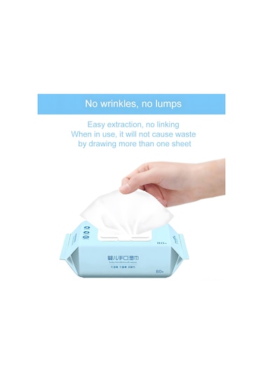 Vkemall Bebek Temizleme Mendili - 80'li Paket, Nemlendirici Özellikli, Yüz Ve Eller İçin Uygun Beyaz