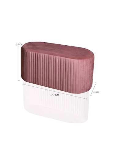 Velluto Lungo Rose Puf-gül Kurusu 90 Cm Kapitoneli Uzun&oval Puf&bench&koltuk&pofuduk Makyaj Puff