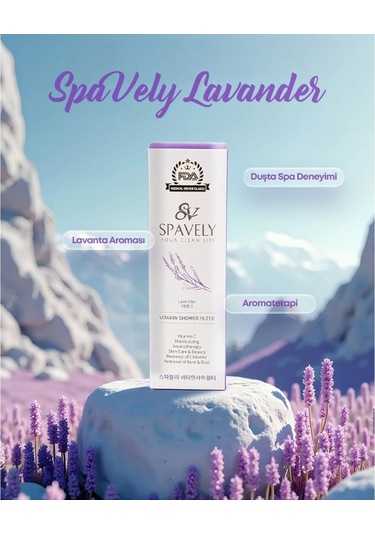 Spavely Lavanta Esanslı Duş Başlığı Filtresi Arıtması Güney Kore Menşei Klor Kireç Karşıtı Hoş Kokulu 150 Gr Beyaz