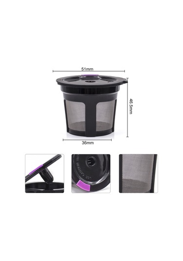 Fosenze Geri Dönüştürülebilir Kahve Kapsülü, 304 Paslanmaz Çelik Filtre, Keurıg 2.0 & 1.0 Serisi Uyumlu, Siyah 6'lı Paket Siyah