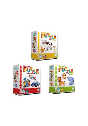3 Lü Baby Puzzle Seti Çiftlik, Orman, Sevimli Araçlar