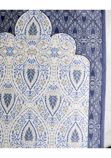 Rumi Desenli İpek Dokulu Keseli Seccade Gri Renk Çok Renkli