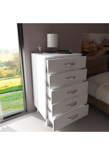 Dekorister Cemre 5 Çekmeceli Şifonyer Beyaz