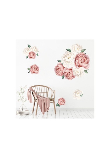 Ruicoo Kendinden Yapışkanlı Şık Peony Duvar Çıkartması - Su Geçirmez & Çıkarılabilir 60x45cm Koyu Pembe