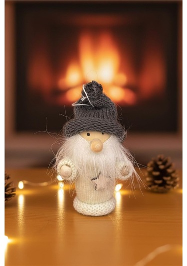 Yılbaşı Ağaç Süsü Gri Bereli Noel Figürü