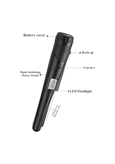 Metal Dedektörü, Taşınabilir Yüksek Hassasiyetli Metal Dedektörü Dokuma Kılıf Çanta İle Tek Tuşla Led Göstergesi Altın Dedektörü Siyah