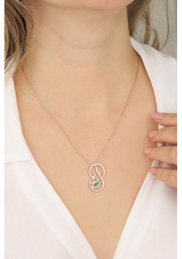 Renkli Gözlü Gümüş Harf Kolye - P