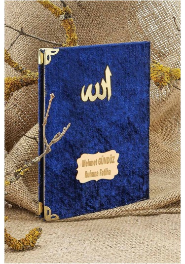 25 Adet - İsme Özel Kadife Kaplı Yasin Kitabı - Mevlüt Hediyesi - Çanta Boy - 128 Sayfa - Lacivert Lacivert