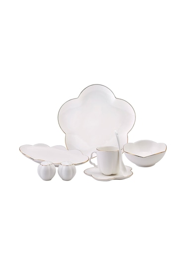 Emsan 6 Kişilik 32 Parça Çiçek Kahvaltı Takımı Beyaz