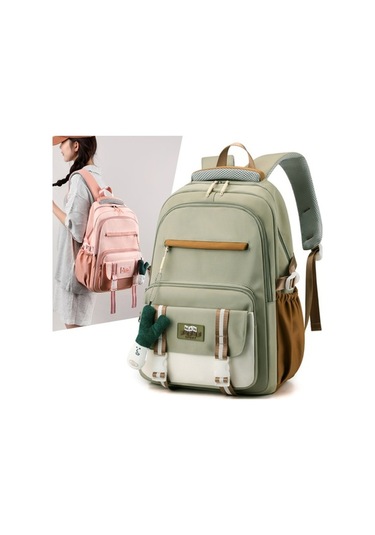 Luckydog Xiyyadms Genç Stil Nilon Sırt Çantası - Saçma, Kalemlik, Su Bardağı - Ayarlanabilir Askılar - Beyaz Soğan Aksesuarı Çok Renkli