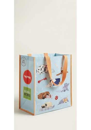 Tkmaxx Köpek Desenli Alışveriş Çantası Mavi