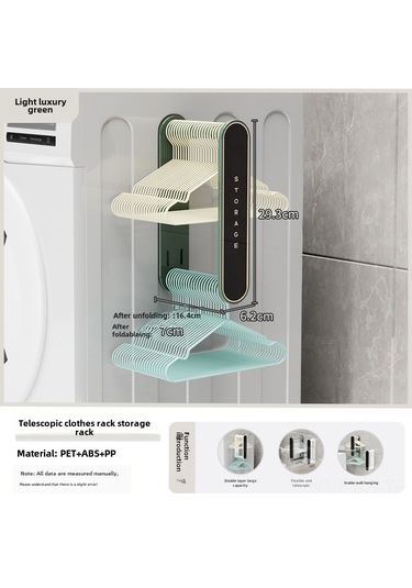 Reedark Duvar Montajlı Gömlek Asma Rakusu - Uzatılabilir, Delme Yok, Mekan Tasarrufu, Yeşil Yeşim, Çeşitli Odalar İçin, Dayanıklı Plastik Malzeme