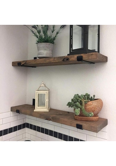 Homyl 2x Raf Aparatı Rustik Metal Vidalı Duvara Monte 22,5-cm Siyah