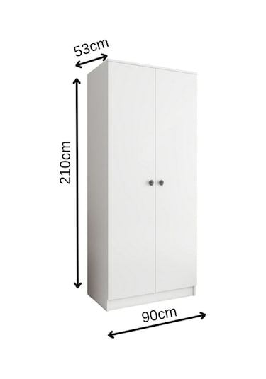 2 Kapaklı 2 Askılı Mega Elbise Dolabı Beyaz İmb062 Beyaz