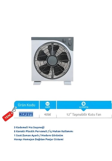 Vanti Kcf271 Taşınabilir Kutu Fan & Vantilatör