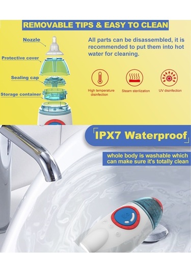 Novahub Moveevo Şirin Bebek Burun Aspiratörü: 3 Seviye Emme, Düşük Ses, Geri Akış Önleyici, Şarjlı, Led, Müzik Ve Taşıma Kılıfı/