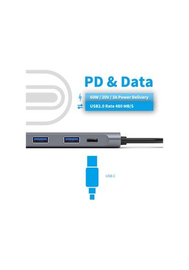 Symbee Type-c Çok Fonksiyonlu Hub: Hdmı/3.5mm/pd Dönüştürücü, Usb-c Genişletici, 5 Portlu Bilgisayar Hubı