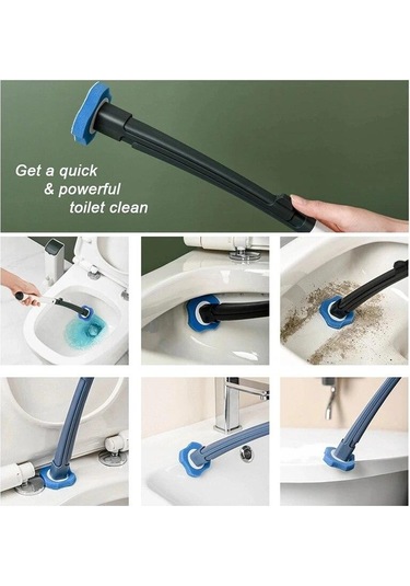 Yeşil Wıkhostar Tek Kullanımlık Temizleme Tuvalet Fırçası Uzun Saplı Ölü Açı Temizleme Fırçası Yedek Fırça Kafası Temizleme Aracı