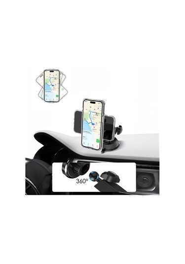 Lenyes Cr184 360 Derece Dönebilen Teleskopik Vantuzlu Araç Telefon Tutucu Siyah
