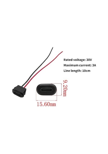 Usb Type-c Konnektör Siyah Jack Dişi Type-c Kablolu