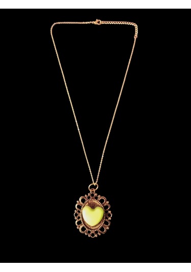 Karanlıkta Parlayan Fosforlu Metal Zincirli Kolye Altın - Yeşil