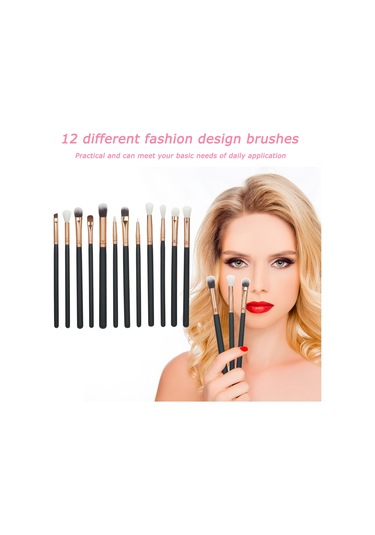 Moveevo 12 Adet Makyaj Fırçası Seti Yumuşak Sentetik Kıllar Göz Farı Fondöten Pudra Eyeliner Kirpik Dudak Makyaj Fırçası