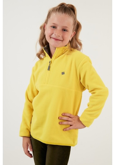 Lela Yumuşak Dokulu Fermuarlı Dik Yaka Şardonlu Kışlık Unisex Çocuk Polar 5905002 Sarı