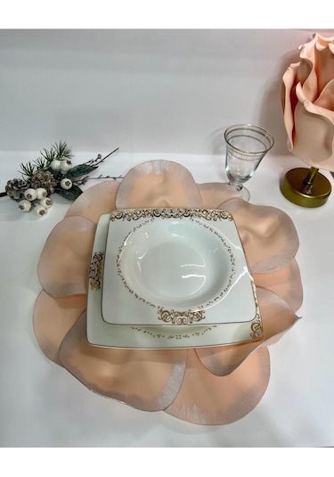 Eva Lateks Supla Amerikan Servis Pudra Gümüş Kenar Tasarım Pudra