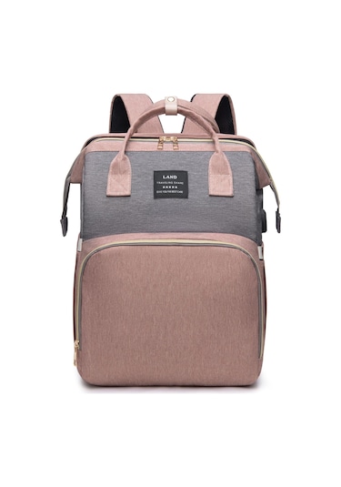 Geniş Kapasiteli Anne Bebek Bakım Süt Sırt Çantası Pembe